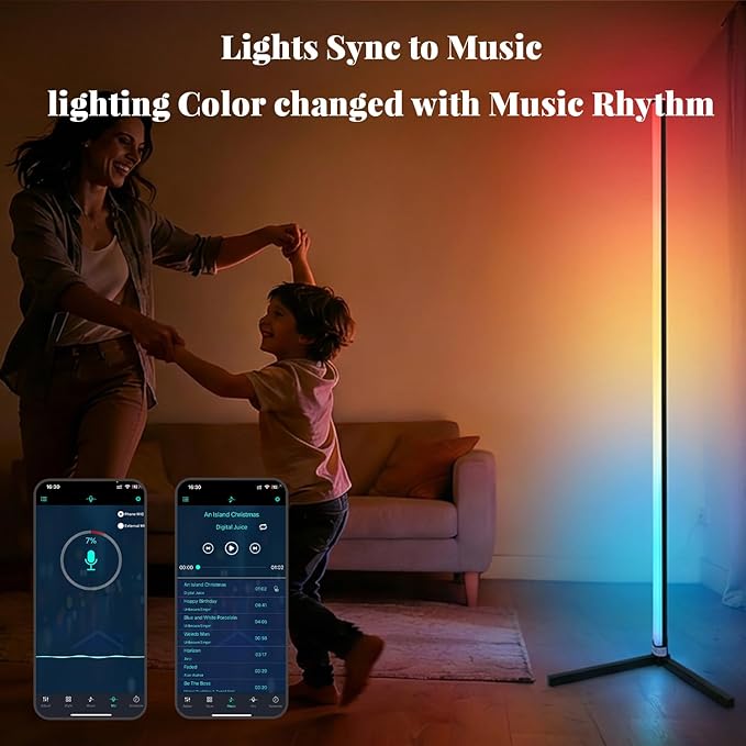 RGB Floor Lamp LED Corner Floor lamp smart Floor lamp with Music Sync Lighting, App & Remote Control, 16 Million Colors Living Room & Gaming Room (1 Pack)