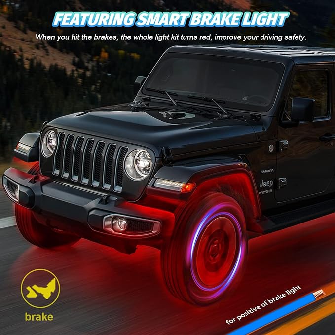 20 Pods Segmented RGB LED Rock Lights for Semi Trucks Offroad Pickup Trailer RV SUV Boat, 12V Waterproof Multicolor Neon Underglow Kit with APP/RF Control Red Brake Sync Music Vehicle Underbody Light