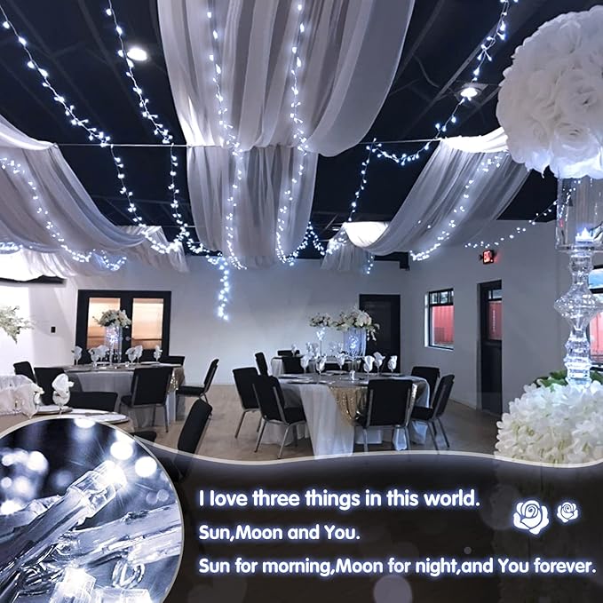 JMEXSUSS White Christmas Lights with Remote, 33ft 100 LED Battery Operated Christmas Lights, 8 Modes Outdoor Indoor String Light for Xmas Bedroom Tree Yard Porch Wedding (Pack of 2)