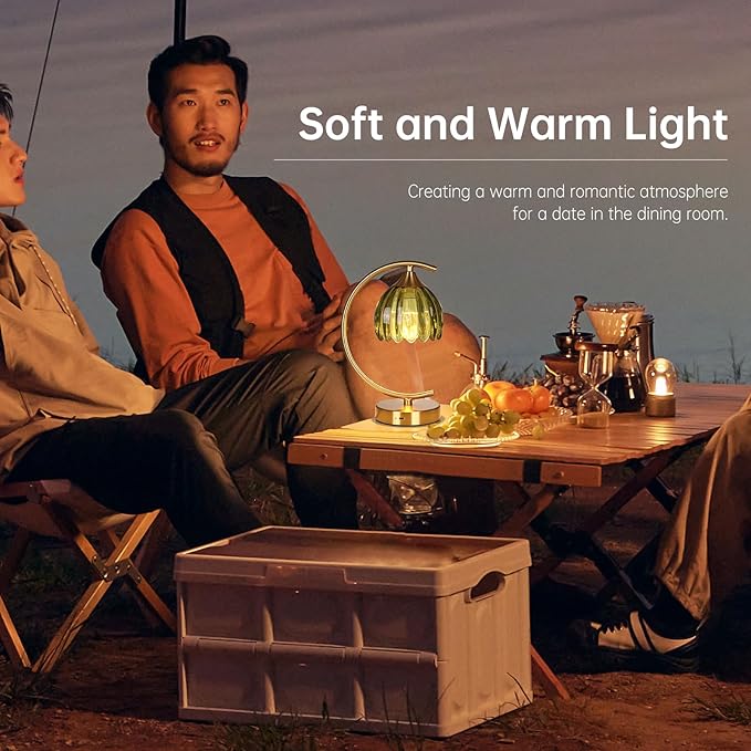 Set of 2 Tulip Table Lamp, 5200mAh Cordless Touch Control Table Lamp with 3 Color Temps & Stepless Dimming, Rechargeable Battery Table Lamp for Living Room, Bedroom, Office(Green Tulip)
