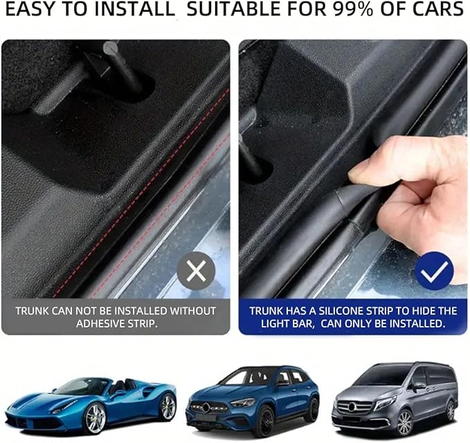 Car LED Strip Lights, Dynamic Flowing Car Trunk Light Strip, White Colors 157.48" Flexible Trunk Led Light Strip, Easy Install, Waterproof, Universal Fit for Cars, SUVs(White)