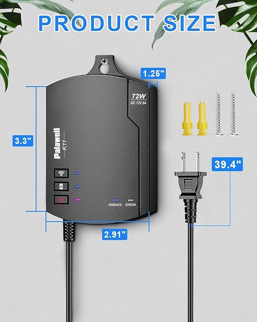 72W WiFi Low Voltage Landscape Transformer, Outdoor Landscape Light Transformer with Timer, 120V AC to 12V DC Low Voltage Transformer for Pathway Lights, Smart App/Voice Control/Remote K11