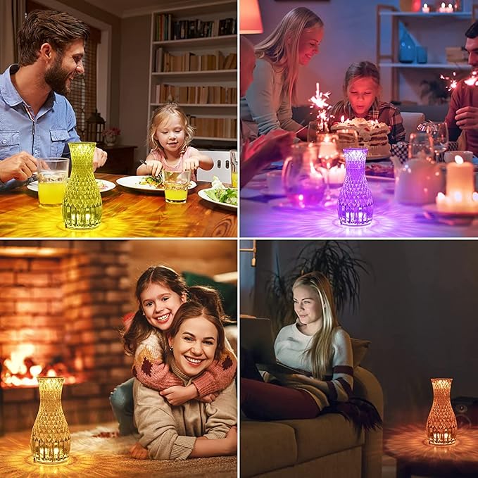 Crystal Lamp, Crystal Table Lamp Rose Crystal Lamp USB Diamond Table Lamp 16 Color Changing Touch Crystal Lamp (H)
