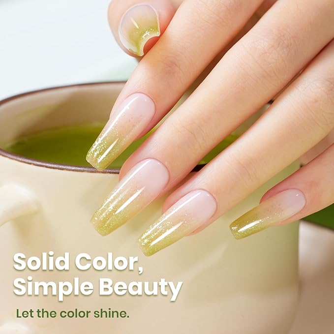Beetles Green Gel Nail Polish, 15 ML Spring Pistachio Frappe Glitter Gel Nail Polish Pastel Color Shimmer Soak Off UV Gel Polish Salon DIY at Home Gift for Women