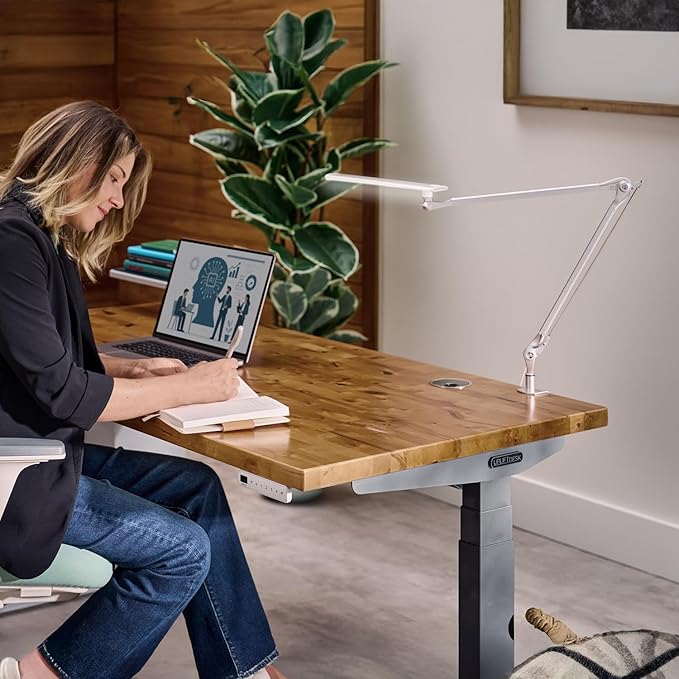UPLIFTDESK E7 LED Desk Lamp with Clamp - Adjustable 3 Color Modes, Dimmable Black Architect Light for Standing Desk, Home Office, Dual Monitor Computer Work
