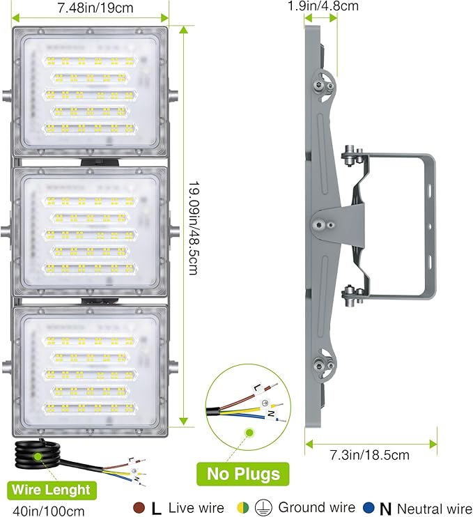 STASUN LED Flood Light Outdoor, Max Series 300W 30000lm 6000K Daylight IP66 Waterproof, Commercial Parking Lot Light,3 Heads for Yard Street Stadium Floodlight Bright Security Lights for Outdoor Area