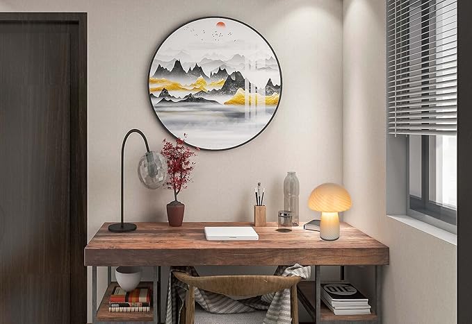 Mushroom lamp,Dimmable Glass Table Lamp,Vintage Style Table Lamp,Stripe White Bedside Desk lamp,Cute Table Lamps.（LED Bulbs Included）