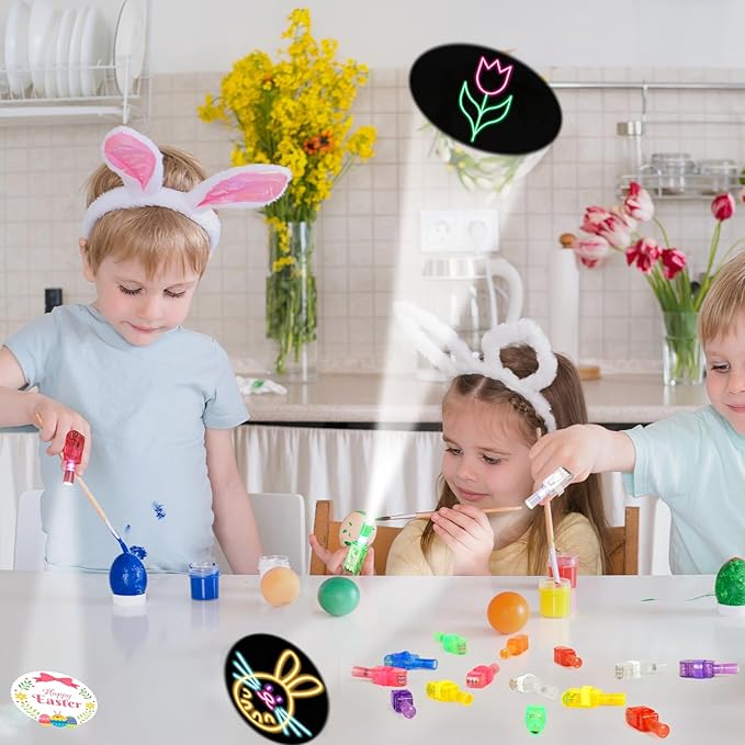48PCS Easter Party Favors, Led Finger Lights for Kids Bulk, Mini Light Up Finger Flashlights for Easter Egg Hunt, Surprise Egg, Basket Fillers, Classroom Prizes Parties Halloween Christmas