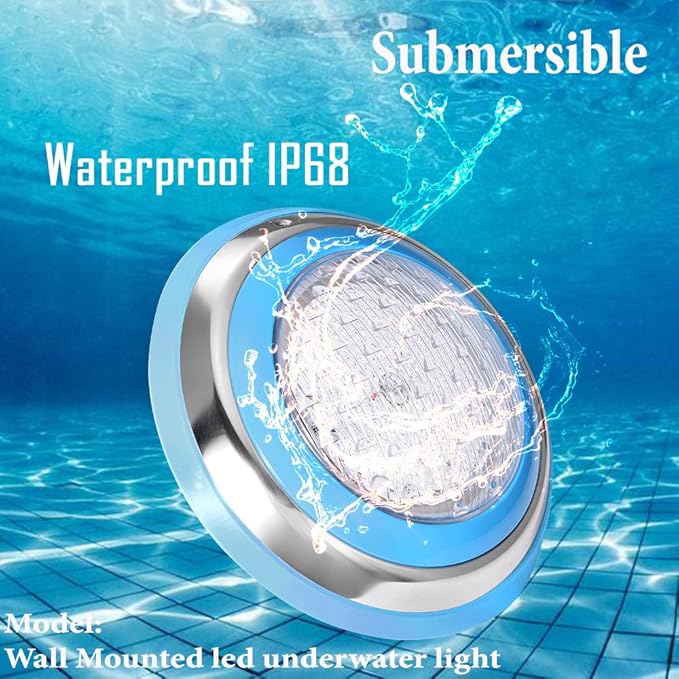 amopacorp for Inground Pool Fountain Pond Swimming LED Light Waterproof IP68 47W 12V AC Red Green Blue Color Changing Wall Surface Mounted with Remote Controller