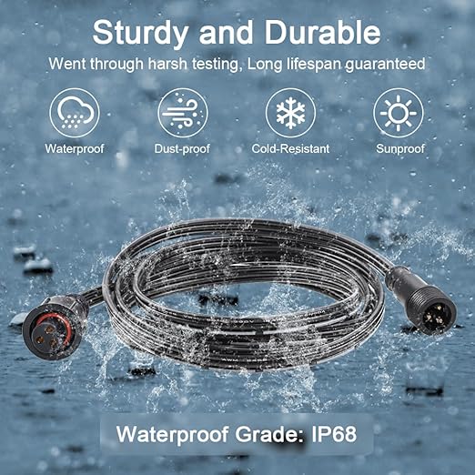 ALITOVE 16.4ft 3 Pin xConnect Extension Cable with 17mm Male & 12mm*23mm Female X-Connector 18AWG Power Cord IP68 for B0923SDR5T B0CM95W84B B0CW9NQ12K WS2811 Halloween Christmas Pixel Lights(2 Pack)