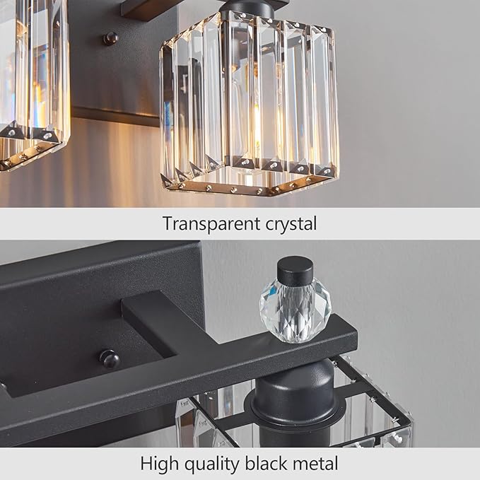Vanity Lights 5-Light Modern Crystal Vanity Light Sand Black Bathroom Light Fixtures Over Mirror Crystal Bathroom Vanity Lighting Fixtures