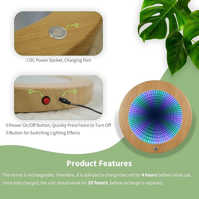 3D Circular Infinity Mirror with Mood Light, Multi Color Changing Tunnel Magical Lighting Ideal Gift for Kids - Perfect for Home Decor and Sensory Room