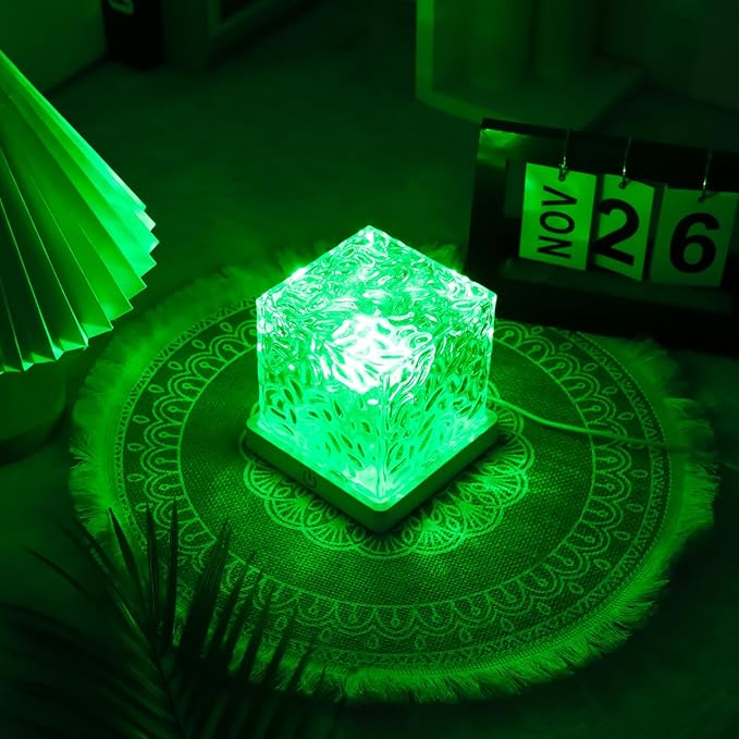Ocean Wave Projector Light, 16-Color Cube Water Lamp, 3D Holographic Water Ripple Romantic Ambient Lighting for Child's Room，Aurora Night Light，Birthday and Christmas Gifts for Children