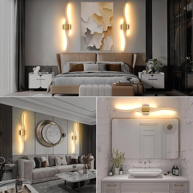 Battery Powered Wall Sconces Set of 2, Gold 39" LED Dimmable Wall Sconce with Remote Control/Timer/Memory, USB Rechargeable Wall Lights for Living Room, Bedroom, Hallway Wireless scones Lighting
