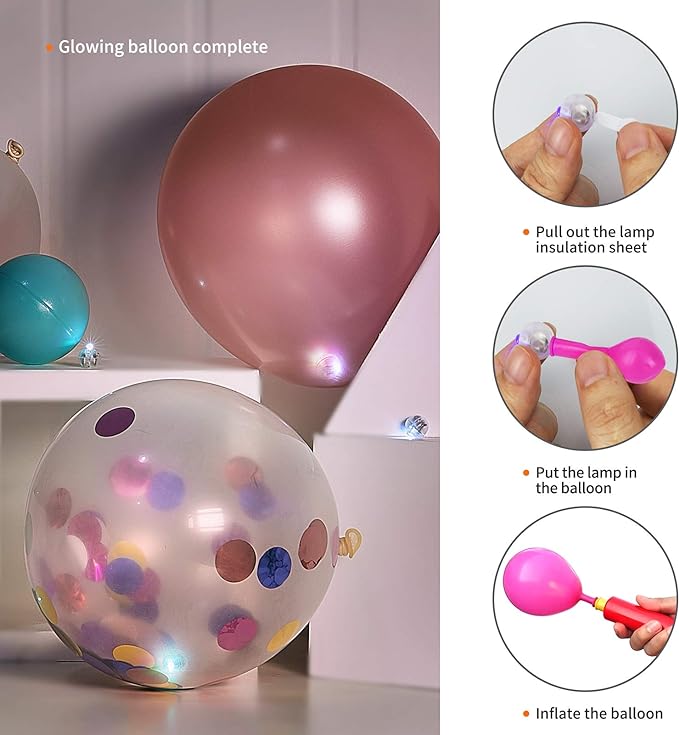 Aogist 100pcs Balloon Lights,Long Standby Time Waterproof Twinkle Mini Light,Battery Powered,Round LED Ball Lamp for Balloon Paper Lantern Party Wedding Christmas Halloween Decorative,10 Colors Flash