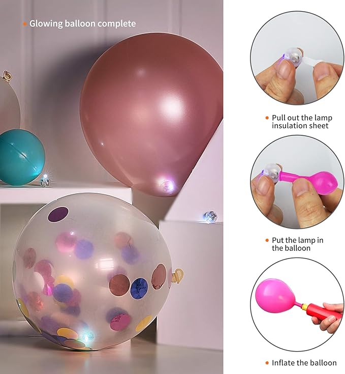 Aogist 100pcs Balloon Lights,Long Standby Time Waterproof Twinkle Mini Light,Battery Powered,Round LED Ball Lamp for Balloon Paper Lantern Party Wedding Christmas Halloween Decorative,Orange-Flash