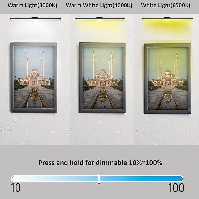MIOBLUE Rechargeable Picture Light, 22 Inch Painting Light Art Light with Remote, Cordless Display Lamp Full Metal with 60LEDs,3 Modes,Dimmable Timmer Accent for Dartboard Picture Gallery Frame