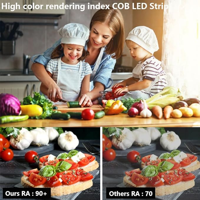 TOPAI 24V COB LED Strip Natural White 4000K Waterproof IP65 Super Bright CRI 90+ 4000lm Dotless High Density 480LEDs/M 16.4FT Cuttable Flexible LED Tape Light for Cabinet Home DIY Lighting Projects