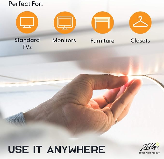 Power Practical LED Strip Lights Backlight, USB Light Strips w/Remote for 15 Ambient Color Bias Lighting Options & 10 Brightness Modes, for TV/Computer Decor/Indoor Use, Size (60"-80" TV)