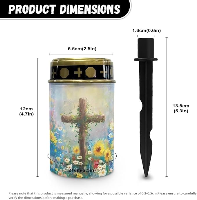 Light for Prayer Cemetery Solar Lights for Grave Cemetery Decor Candle Lamp Cross and Floral Grave Solar Lights Garden Cemetery Decor Memorial Gift