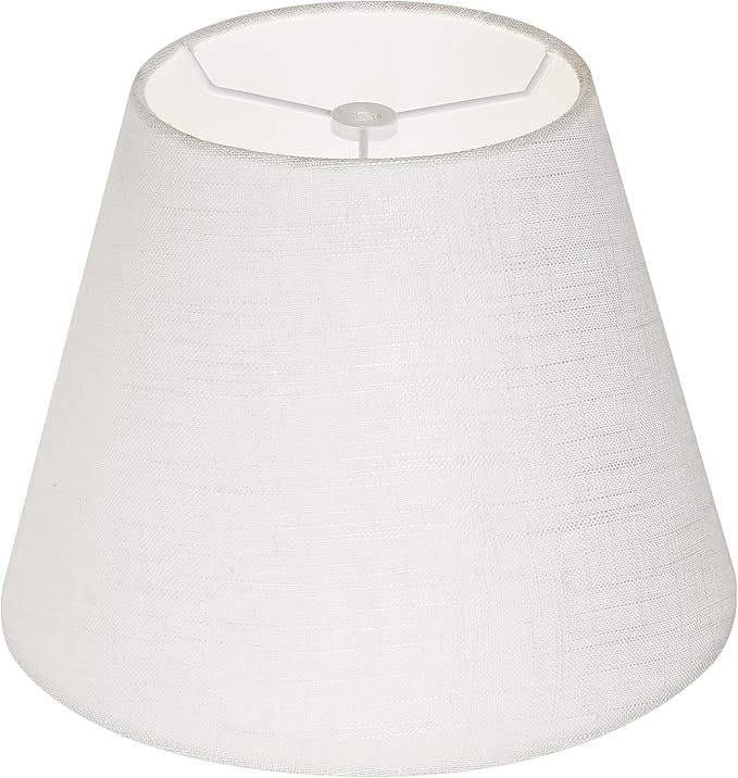 ALUCSET Small Lamp Shade, Barrel Fabric Lampshade for Table Lamp and Floor Light, 6x10x7.5 Inch, Natural Linen Hand Crafted, Spider Diameter 0.4 Inch (Bright White)