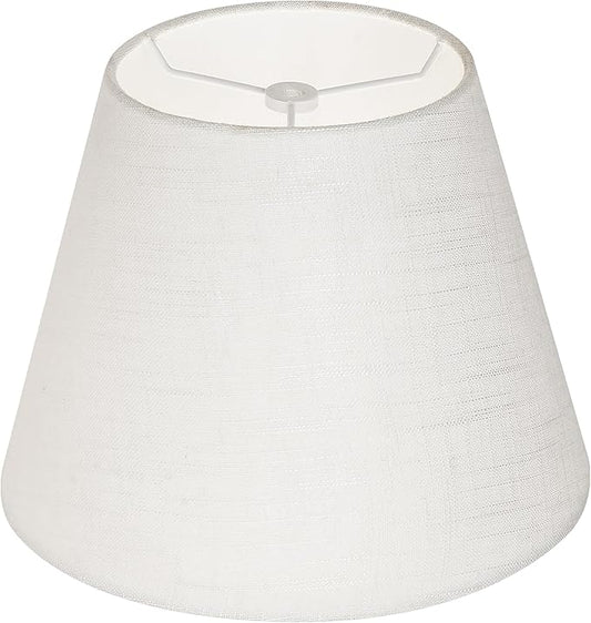 ALUCSET Small Lamp Shade, Barrel Fabric Lampshade for Table Lamp and Floor Light, 6x10x7.5 Inch, Natural Linen Hand Crafted, Spider Diameter 0.4 Inch (Bright White)