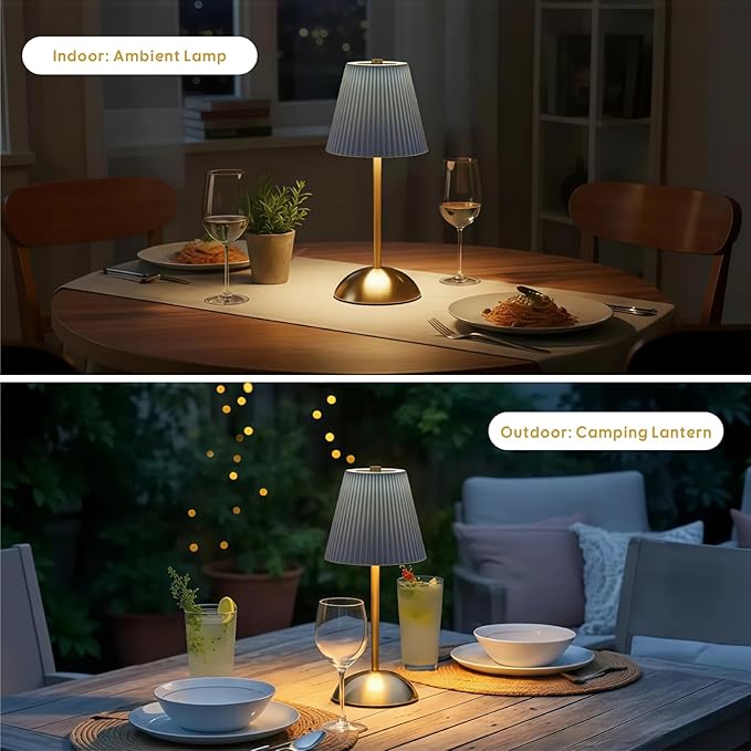 Set of 2 Wireless Cordless Lamps Rechargeable, 3CCT & Stepless Dimming, LED Battery Table Lamp with Touch Sensor Technology for Desk, Bedside, Outdoor Settings, 4.5"W x 11.5"H (Slate Blue)