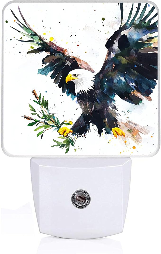 Eagle Night Light,Green Leaves Plug-in Night Lights with Dusk-to-Dawn Sensor for Bedroom,Bathroom and Living Room Sleep Friendly lamp 0.5w