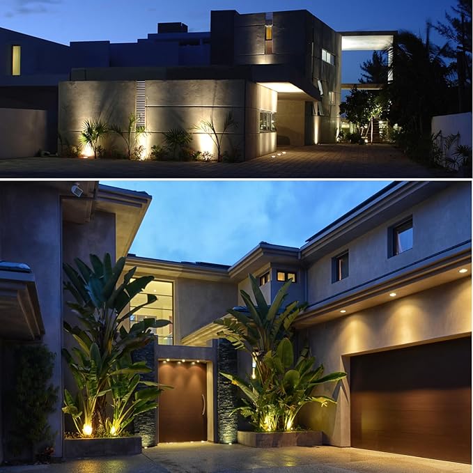 Low Voltage LED In-ground Lights Well Light Landscape Light with Connectors 3W 12V 24V Waterproof IP67 Pathway Lights Outdoor spotlights Trees Flags for Garden,Yard,Tree (Warm White, 3W-1)
