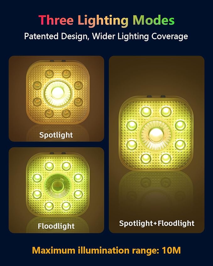 Vangue Premium Rechargeable Submersible Lights, 3 Lighting Modes LED Pool Lights for Inground Pool, IP68 Waterproof, Brightness Adjustable, Also Suitable for Hot Tubs, Showers, Ponds
