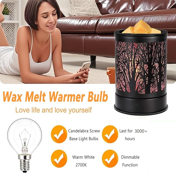 Wax Warmer Light Bulbs,Original 25 Watt Bulbs for Full Size Scentsy Warmers,6 Packs E12 Base Type G Bulb,Scentsy Light Bulbs,Warm White,Long Life-Span and Melt Wax Fast, 120 Volt