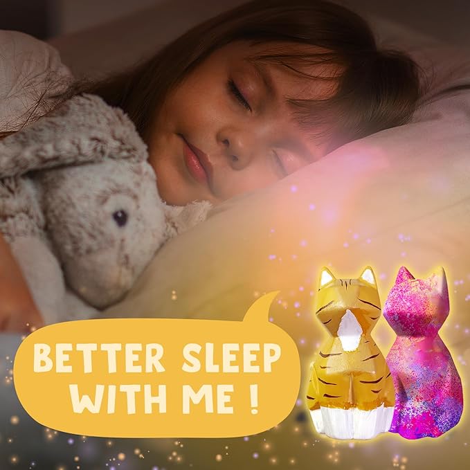 Goody King Paint Your Own Cat Lamp Kit, 2pcs DIY Cat Crafts Night Light, Arts & Crafts for Kids Ages 8-12, Painting Kit for Girls Boys Age 4 5 6 7 8+, Art Supplies Creative Gift for Birthday, Party