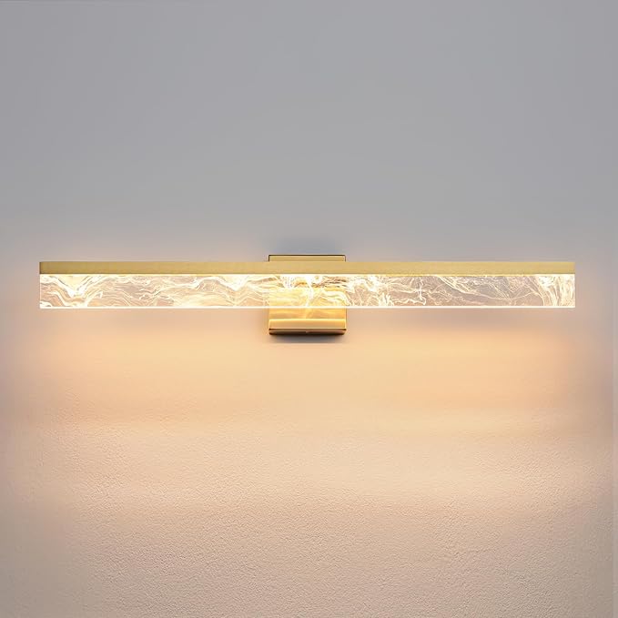 Gold Bathroom Light Fixtures, 32 Inch Modern Vanity Lights for Bathroom 24W Dimmable Vanity Lighting Fixtures Over Mirror LED Vanity Light Bar for Restroom Mirror 3000K