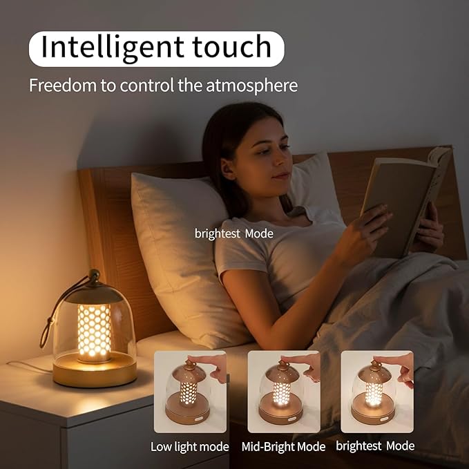 Camping Lantern, IPX4 Waterproof Touch Control LED Night Light, USB Rechargeable & Long Lasting Battery, Portable Hanging Tent Lamp for Outdoor Camping Hiking Backpacking,Yellow Gold