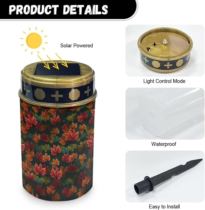 Fall Maple Leaf Light for Prayer Cemetery Solar Lights for Grave Cemetery Candle Lamp Garden Cemetery Thanksgiving Day Decorations