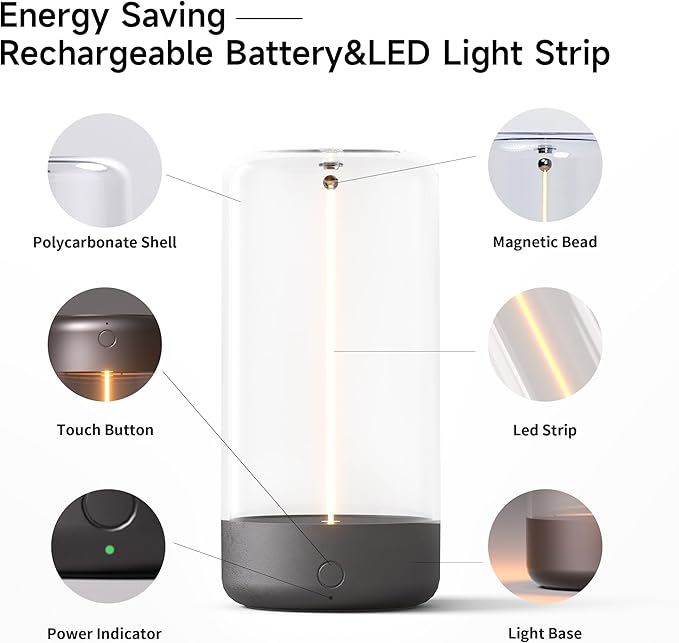 AUGE LIGHT Mini Minimalist Table Lamp Cordless Lamp Rechargeable Table Lamp Portable Nightstand Lamps Desk Lamps for Home Office Unique Ambient Light Mood Lighting for Desk Decor Beside
