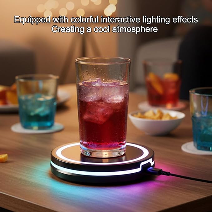 Smart Coaster Cocktail Machine, Portable Cocktail Maker Interactive Lighting with Built-in Smart Sensing Tech Easy to Clean & Carry Compact Storage for Mat Bar Club Drink