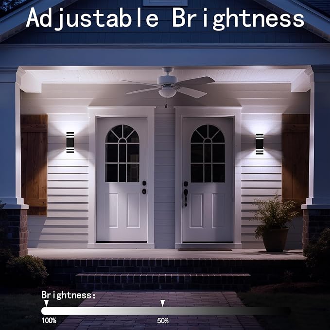 Motion Sensor Outdoor Wall Lights, Dusk to Dawn Up and Down Sconce, Black Aluminum Exterior Light Fixtures with GU10 LED Bulbs, Waterproof Modern Porch Lights for House Garage Garden, ETL Listed