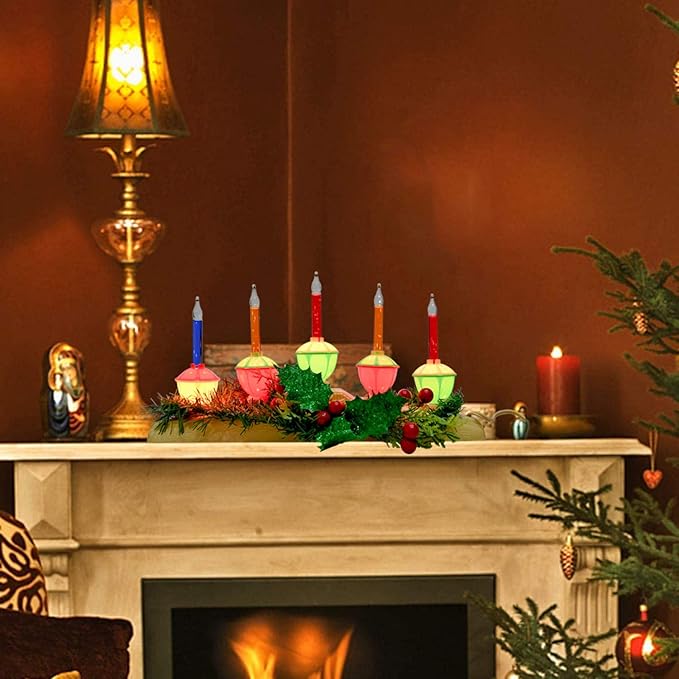 GOOTHY 5 Light Bubble Candle Lamp, Plug in Christmas Electric Window Candles with 6 Multicolor Bubble Light(1 Spare), E12 Base Christmas Bubble Candle Lamp for Holiday Party Home Window Decorations