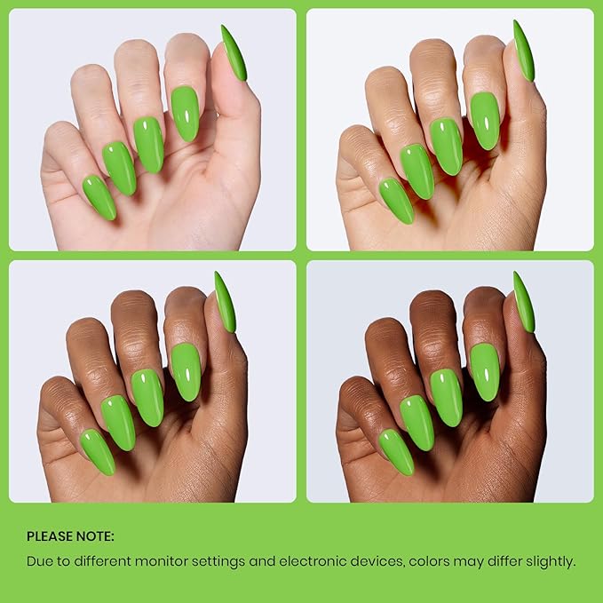 Beetles Forest Green Gel Polish - 15ml Lime Green Gel Polish Solid Neon Color Soak Off LED UV Manicure St Patricks Day Nails Art Design Salon Home DIY for Women & Girls