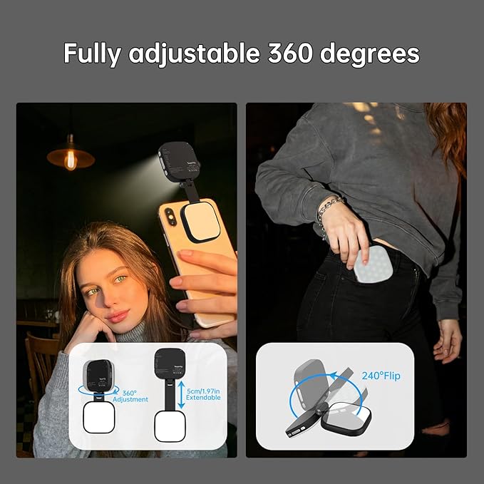 Suptig Magnetic Selfie Light, Selfie Light Phone Light Compatible for iPhone Magsafe, RGB 360° LED Selfie Ring Fill Light with Mirror for Selfies/Photography/Vlog/TikTok/Video Conference