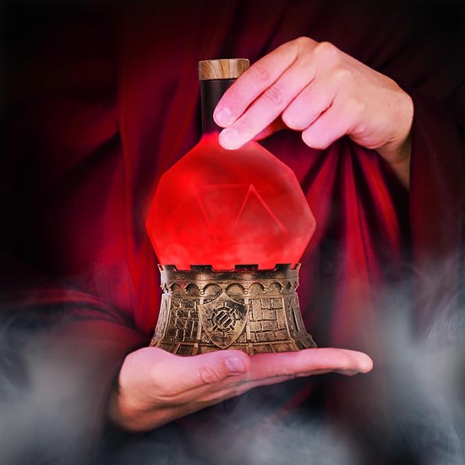 ENHANCE Gaming Sorcerer's Health Potion Light with Swirling Mystical Brew - Potion Bottle Mood Light Prop for Tabletop Game Immersion, Playroom, Desk Decor - Soft Glowing Whirling Goblet (Red Elixir)