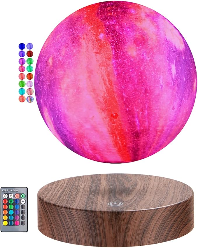 Levitating Galaxy Lamp - Floating Spinning Moon Lamp Rotating Magnetic Levitating 3D Moon Light with Remote Control, Night Lights Office Home Desk Decor, Unique Gift, 16 Colors Galaxy