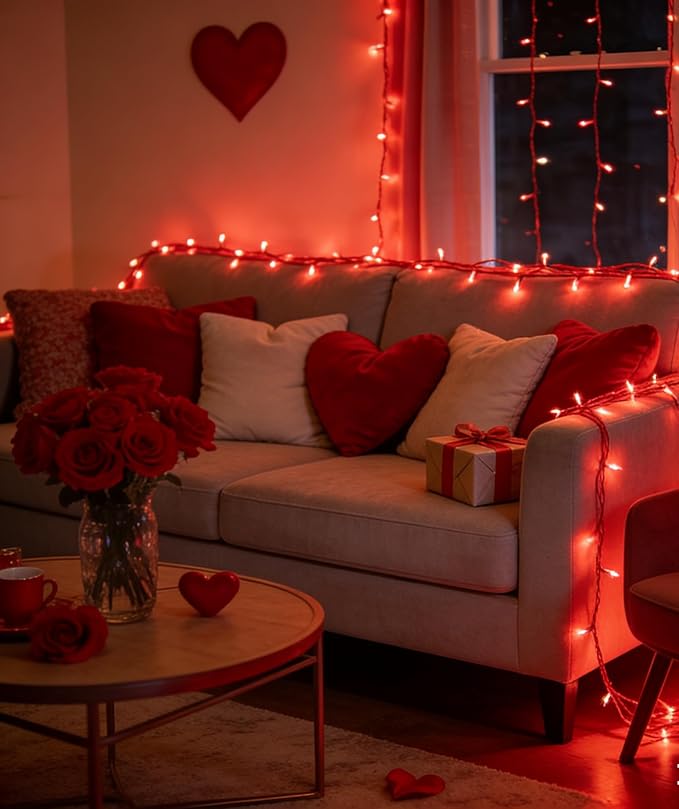 240FT 750LED Valentine Lights Indoor Outdoor, 12 Modes Red Valentines Day Decorations with Timer Dimmable, Waterproof Green Wire Christmas Lights for Tree Xmas Patio Fence Balcony Garden Party