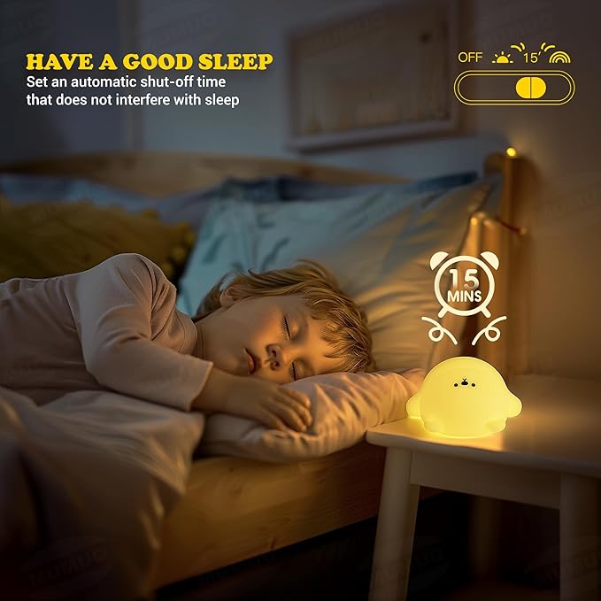 Bear Night Light for Kids, 8 Color Silicone Cute Duck Lamp, Lying Flat Duck, 3 Level Dimmable Kids Rechargeable Bedside Touch Baby Light