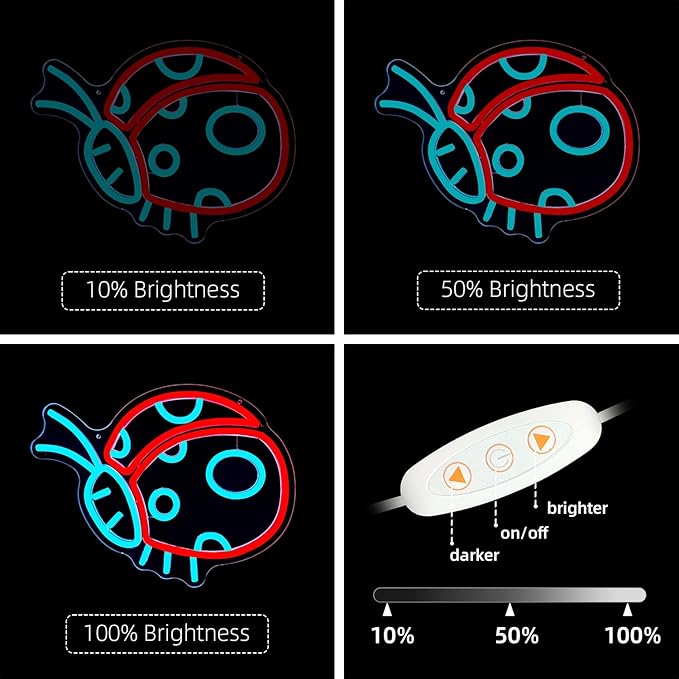 Ladybug Neon Signs for Wall Decor Cute Neon Sign Ladybug Led Sign Ladybug Light Up Sign Dimmable Neon Lights for Bedroom Birthday Party Easter Christmas Ladybug Decor Gifts