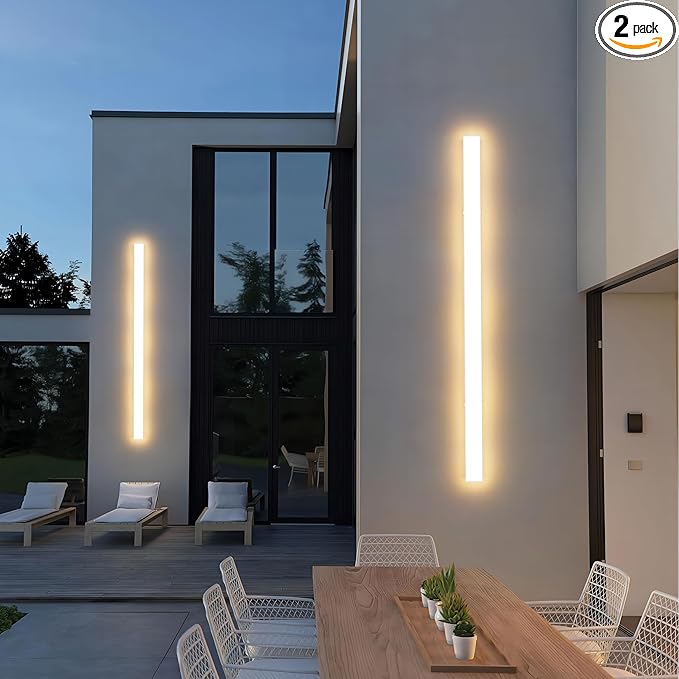 2 Pack 40inch Long Outdoor White Wall Lights 30W 3000K Modern Porch Lights Acrylic Waterproof IP65 Exterior Wall Light Fixtures for House Patio Porch Courtyard (White)