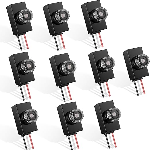 10 Pieces Dusk to Dawn Sensor,Greencycle IP65 Photoelectric Switch for Outdoor Pole Light for Outdoor Lighting 120-277V, Photo Cell Automatic On/Off, Waterproof, Energy Saving,UL Listed