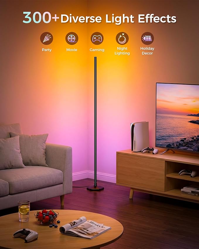 Corner Floor Lamp, 65" RGB Color Changing led Floor lamp with APP and Remote Control, Dimmable Mood Light Corner Light with Music Sync, DIY Mode & Timing for Living Room Gaming Room (2)
