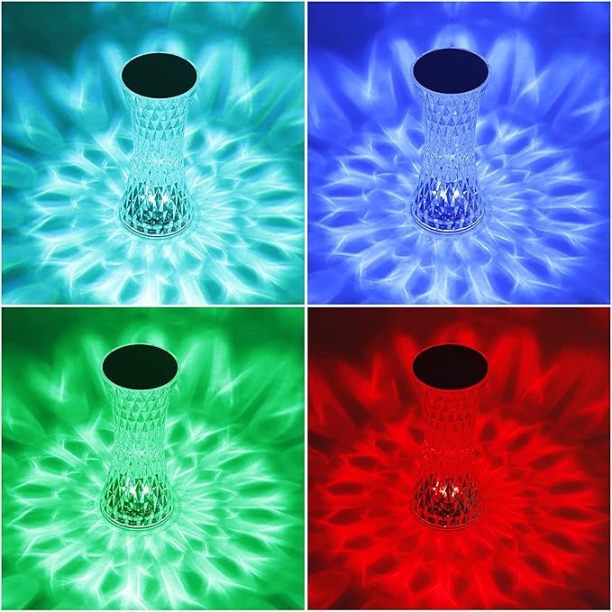 Crystal Lamp, Crystal Table Lamp Rose Crystal Lamp USB Diamond Table Lamp 16 Color Changing Touch Crystal Lamp (G)